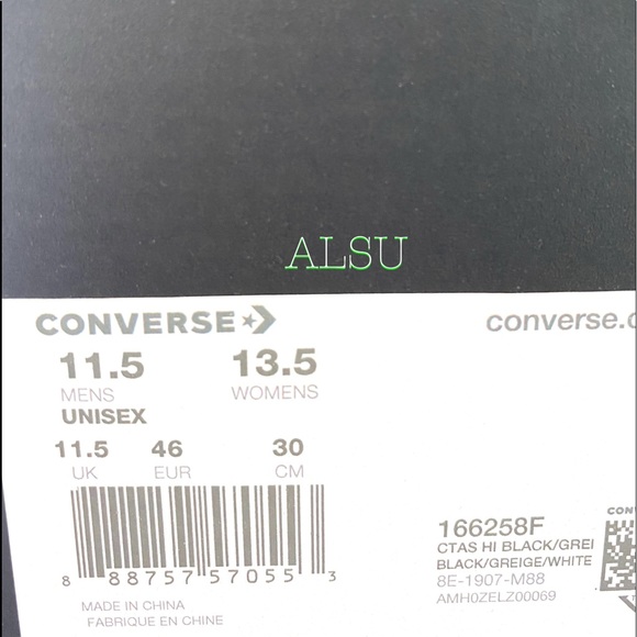 Converse Ctas Canvas High Top Grey Black Egret Skate Shoes Men's Size 166258F - Picture 10 of 11